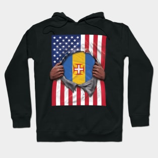 Madeira Flag American Flag Ripped - Gift for Madeiran From Madeira Hoodie